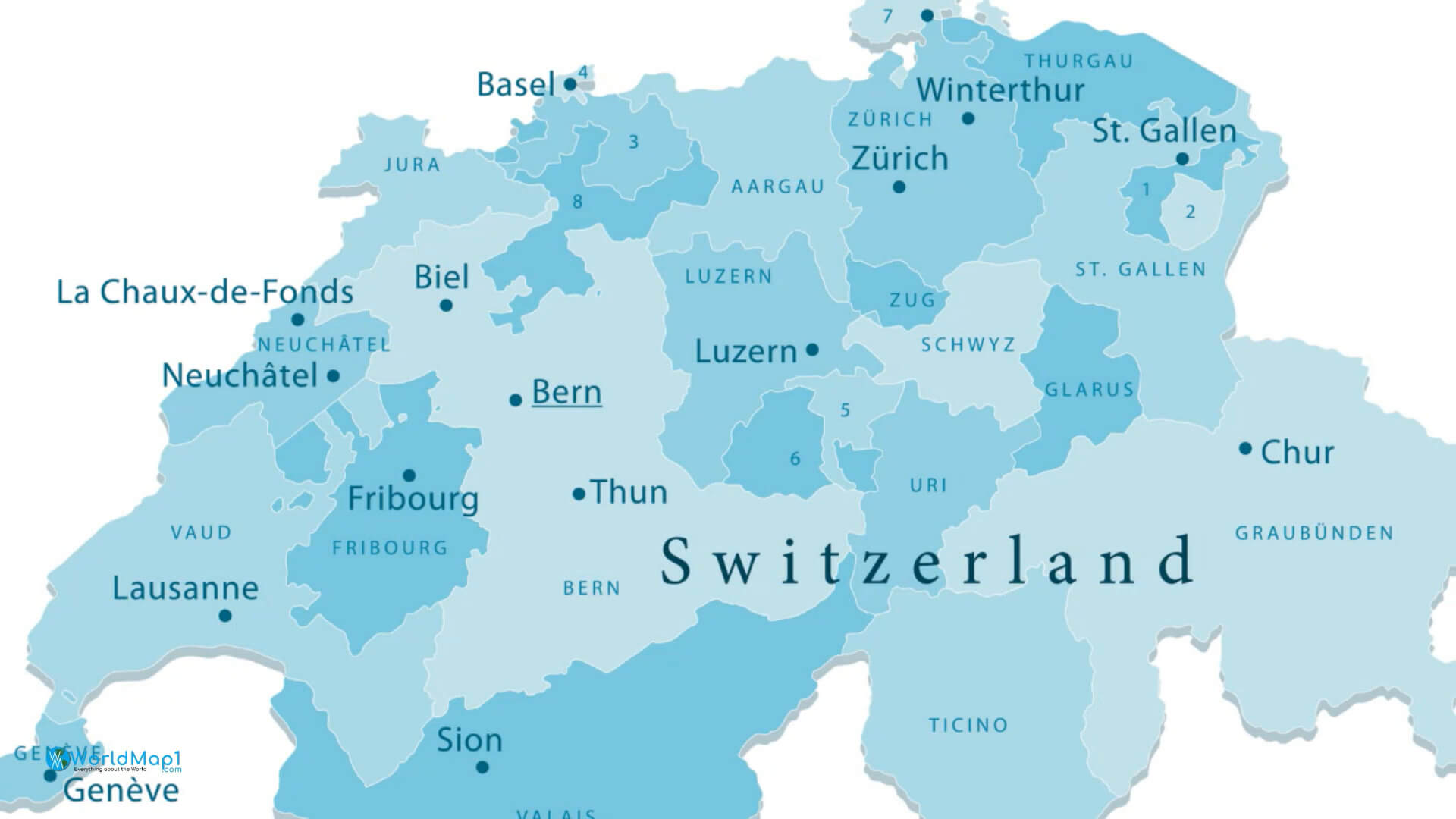Map of Switzerland Largest Cities